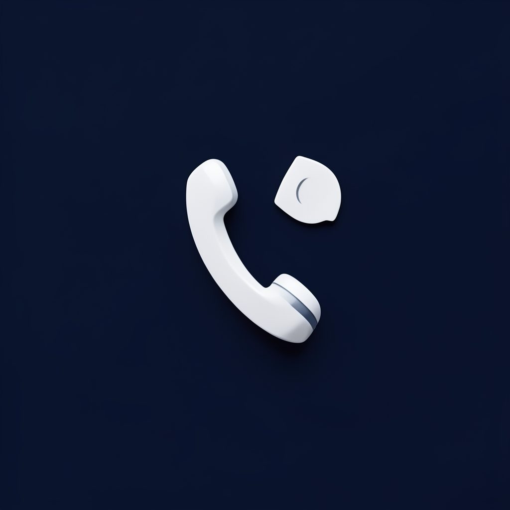 Small telephone receiver icon in dark navy