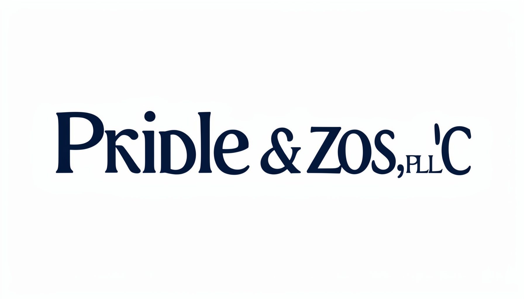 Pridgeon & Zoss, PLLC wordmark in dark navy serif lettering